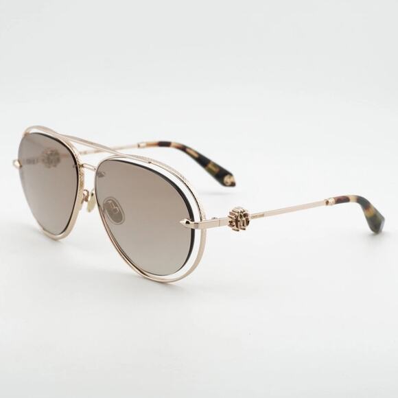 Roberto Cavalli SRC032M Rose Gold Aviator Sunglasses 300G Brown Gradient NEW main image 7